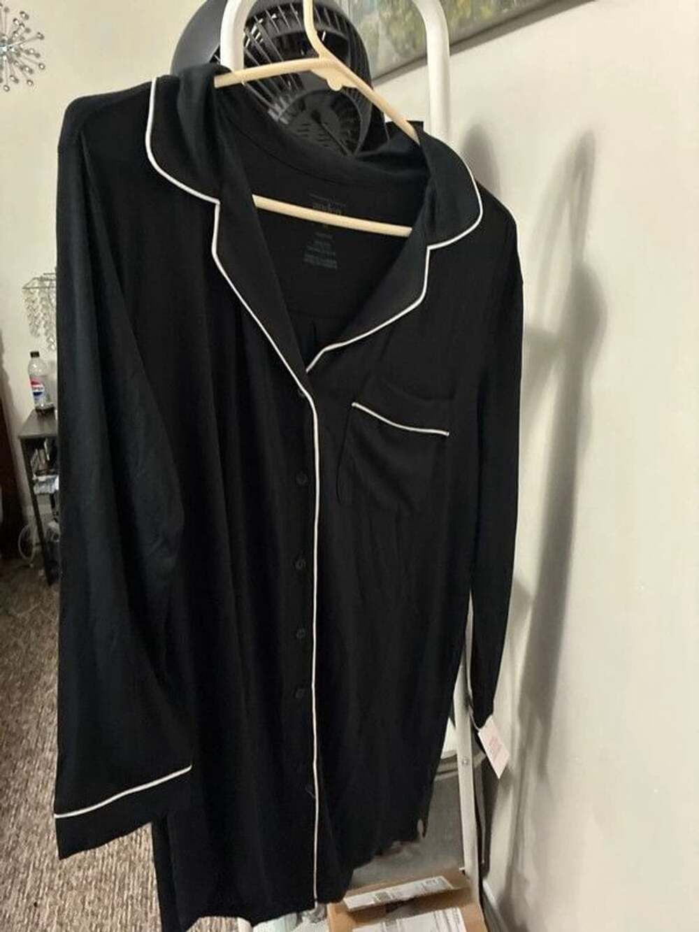 NWT Auden long black knit women’s medium black nightgown sleep shirt